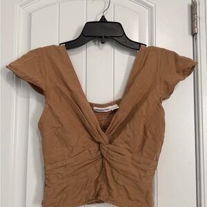 Women's Twist-Front Crop Top - Brown